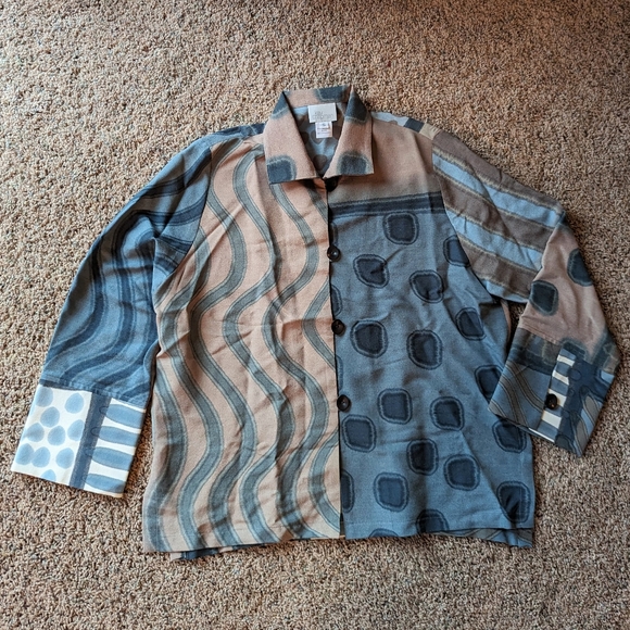 silk wool KAY CHAPMAN button loop jacket top S - Picture 7 of 11